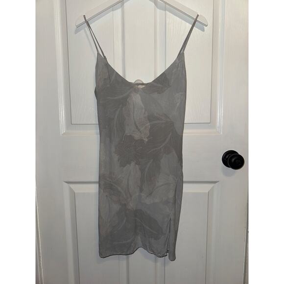 Aritzia Wilfred Floral Mini Slip Cocktail Dress Silver Sage Light Birch Size 4 - Picture 1 of 8